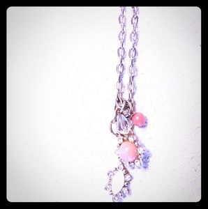 Elegant silver and crystal pink gem drape necklace
